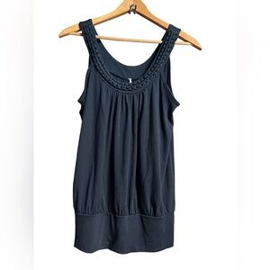 Black Tank Top Blouse with rope design straps